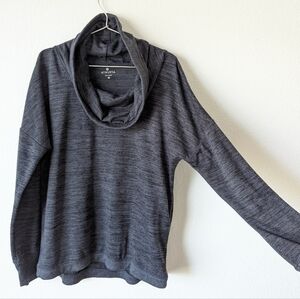 Athleta Cowl Neck Lightweight Knit Sweatshirt - Dark Blue Gray Heather